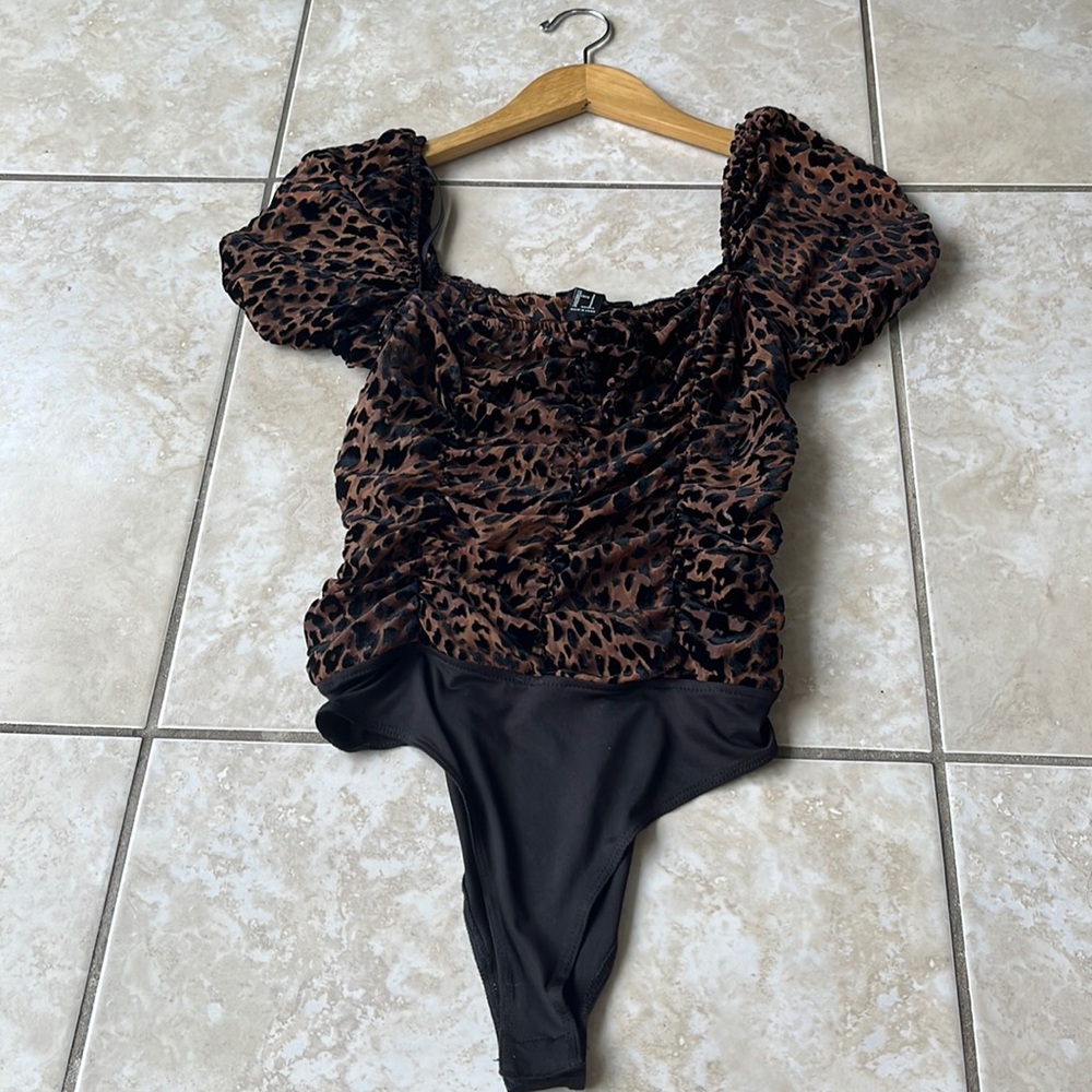 Cheetah print ruched bodysuit